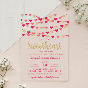 Hangende Love Harten Little Sweetheart Baby Shower Acryl Uitnodigingen