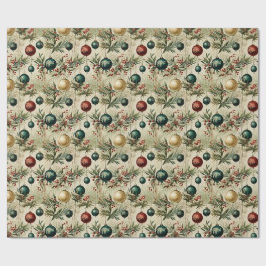 hangende Ornamenten, bessen, takken Cadeaupapier (Vlak)