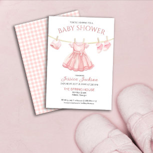 Hangende Roze Jurk Meisje Baby Shower Kaart