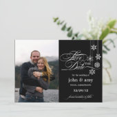 Hangende Sneeuwvlokken Save The Date Aankondiging (Staand voorkant)