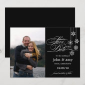 Hangende Sneeuwvlokken Save The Date Aankondiging (Voorkant / Achterkant)