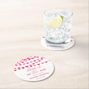 Hangende String Love Hearts Vrijgezellenfeest Ronde Kartonnen Onderzetter