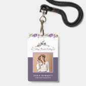 Hanger floral | Badge d'ID photo de l'employé (Avant avec lanière)