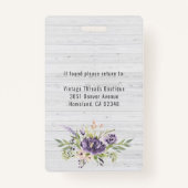 Hanger floral | Badge d'ID photo de l'employé (Dos)