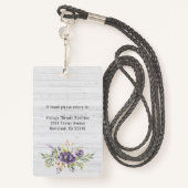 Hanger floral | Badge d'ID photo de l'employé (Derrière avec lanière)