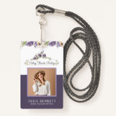 Hanger floral | Badge d'ID photo de l'employé (Devant avec lanière)