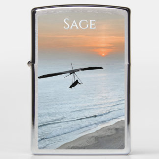 Hangglider Silhouet Oceaan Zonsondergang Strand K