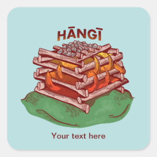 Hangi Maori Koken Voedsel Kai Vierkante Sticker