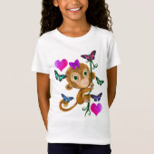 Hangin 'Around Monkey met Vlinders & Harten T-shirt (Voorkant)