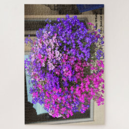 Hanging Basket Pink Purple Flowers Birthday Gift Legpuzzel