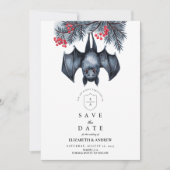 Hanging Bat Gothic Winter Wedding Save The Date (Voorkant)