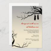 Hanging bats bare branches decay chic Halloween Kaart (Voorkant / Achterkant)