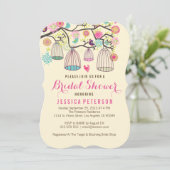 Hanging Bird Cages & Retro Flowers Kaart (Staand voorkant)