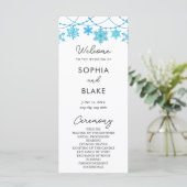 Hanging Blue Snowflakes Programme de mariage blanc (Debout devant)