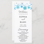 Hanging Blue Snowflakes Programme de mariage blanc (Devant / Derrière)