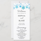 Hanging Blue Snowflakes Programme de mariage blanc (Devant)