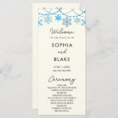 Hanging Blue Snowflakes Programme de mariage jaune (Devant / Derrière)