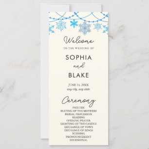 Hanging Blue Snowflakes Programme de mariage jaune