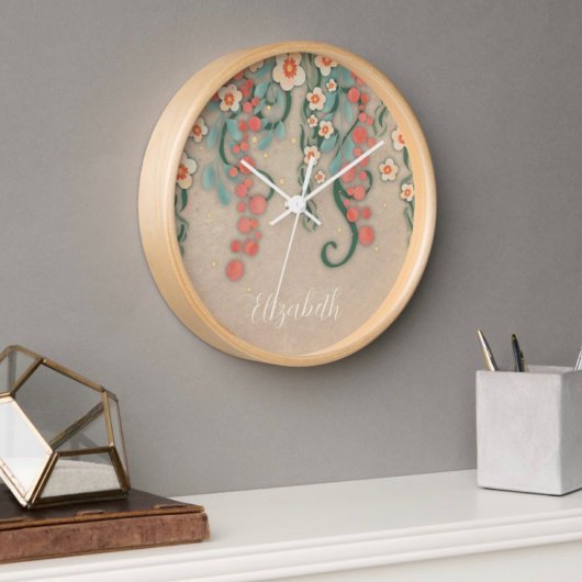"Hanging Floral" Inspiritisme personnalisé Horloge