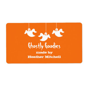 Hanging Ghosts Halloween Baking Labels, Sinaasappe Etiket
