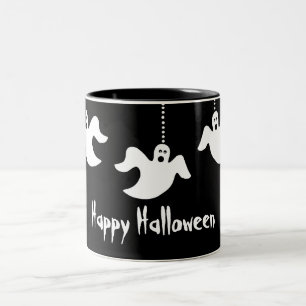 Hanging Ghosts Halloween Mok, zwart Tweekleurige Koffiemok