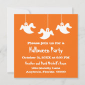 Hanging Ghosts Invitation Halloween, Orange (Devant)