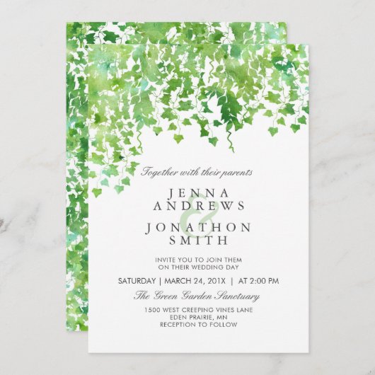 Hanging Greenery Wedding Invitation Kaart (Voorkant / Achterkant)