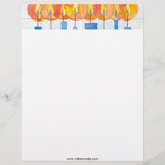 Hanging Hanukkah Candles Gepersonaliseerd Briefhoofd (Voorkant)