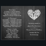 Hanging Heart Tree Chalkboard Programme de mariage<br><div class="desc">Ces modèles de programme de mariage ont un arbre suspendu romantique, et bientôt être mari et femme, qui est sculpté dans la forme d'un coeur. L'arrière - plan de l'effet de tableau de bord rend ces programmes parfaits pour tout couple qui planifie un mariage moderne chic. Ces programmes peuvent être...</div>