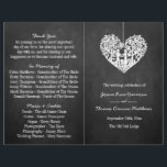 Hanging Heart Tree Chalkboard Programme de mariage<br><div class="desc">Ces modèles de programme de mariage ont un arbre suspendu romantique, et bientôt être mari et femme, qui est sculpté dans la forme d'un coeur. L'arrière - plan de l'effet de tableau de bord rend ces programmes parfaits pour tout couple qui planifie un mariage moderne chic. Ces programmes peuvent être...</div>