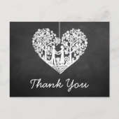 Hanging Heart Tree Chalkboard Weddenschap Bedankt Briefkaart (Voorkant)