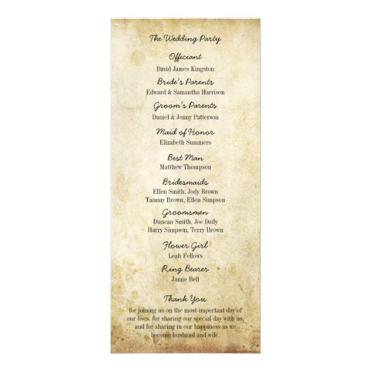 Hanging Heart Tree Vintage Wedding Programme (Dos)