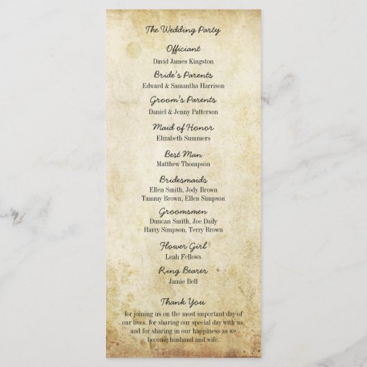 Hanging Heart Tree Vintage Wedding Programme (Dos)