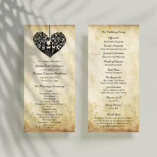 Hanging Heart Tree Vintage Wedding Programme Programma