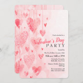 Hanging Hearts Valentijnsdag Uitnodiging (Voorkant / Achterkant)