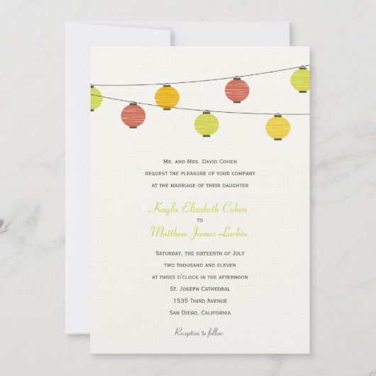 Hanging Lantern Wedding Invitation Kaart (Voorkant)