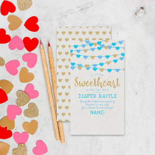 Hanging Love Hearts Little Lieverd Baby shower Informatiekaartje