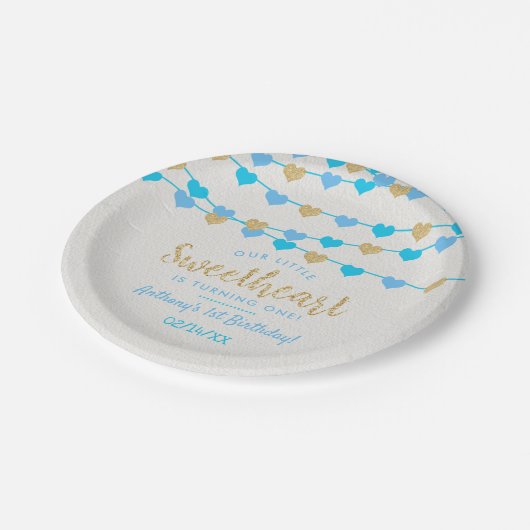 Hanging Love Hearts Little Sweeschatje Papieren Bordje (Gekanteld)