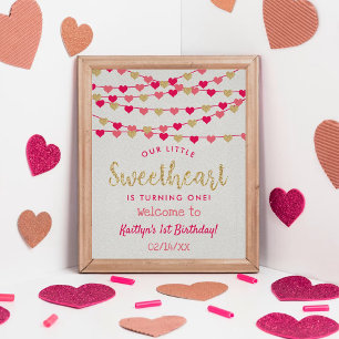 Hanging Love Hearts Sweeat Birthday Welkom Poster