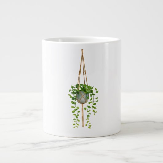 Hanging Macrame Plant Holder Boho Mug Extra Grote Beker (Voorkant)
