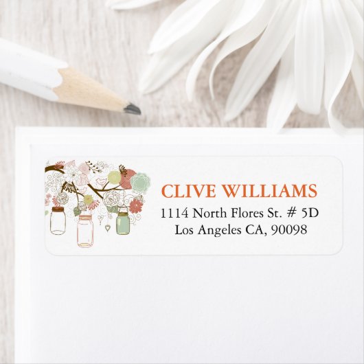 Hanging Mason Jar Floral Tree Branch Etiket (Insitu)