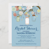 Hanging Mason Jar & Retro Flowers Vrijgezellenfees Kaart (Voorkant)