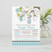 Hanging Mason Jars Baby of Vrijgezellenfeest nodig Kaart (Staand voorkant)