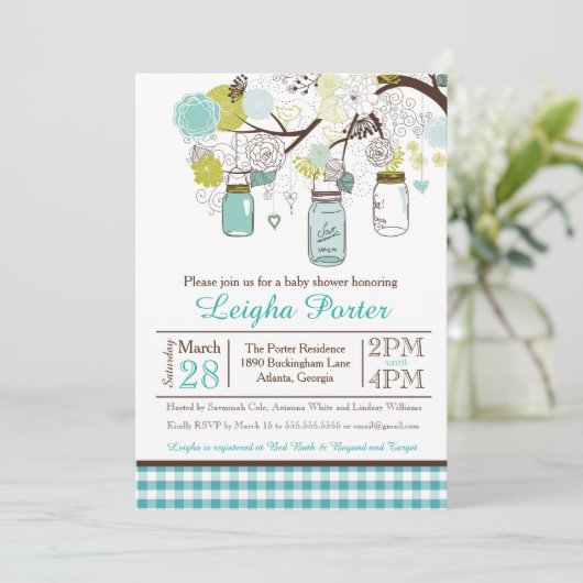 Hanging Mason Jars Bébé ou Invitation de Fête de l (Debout devant)