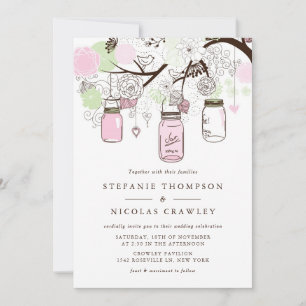 Hanging Mason Jars Wedding Kaart