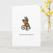 Hanging Monkey Folded Wenskaart Kaart (Gele Bloem)