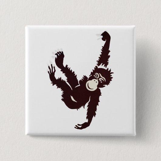 Hanging Monkey Vierkante Button 5,1 Cm (Voorkant)