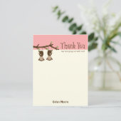 Hanging Monkeys Thank You Card - Roze Bedankkaart (Staand voorkant)