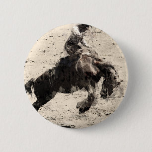 Hanging On - Bronco Busting Champ Ronde Button 5,7 Cm