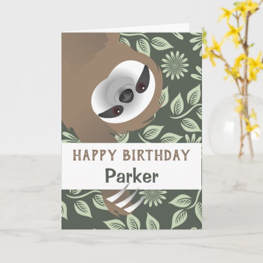 Hanging Sloth Bonne carte d'anniversaire (Fleur jaune)